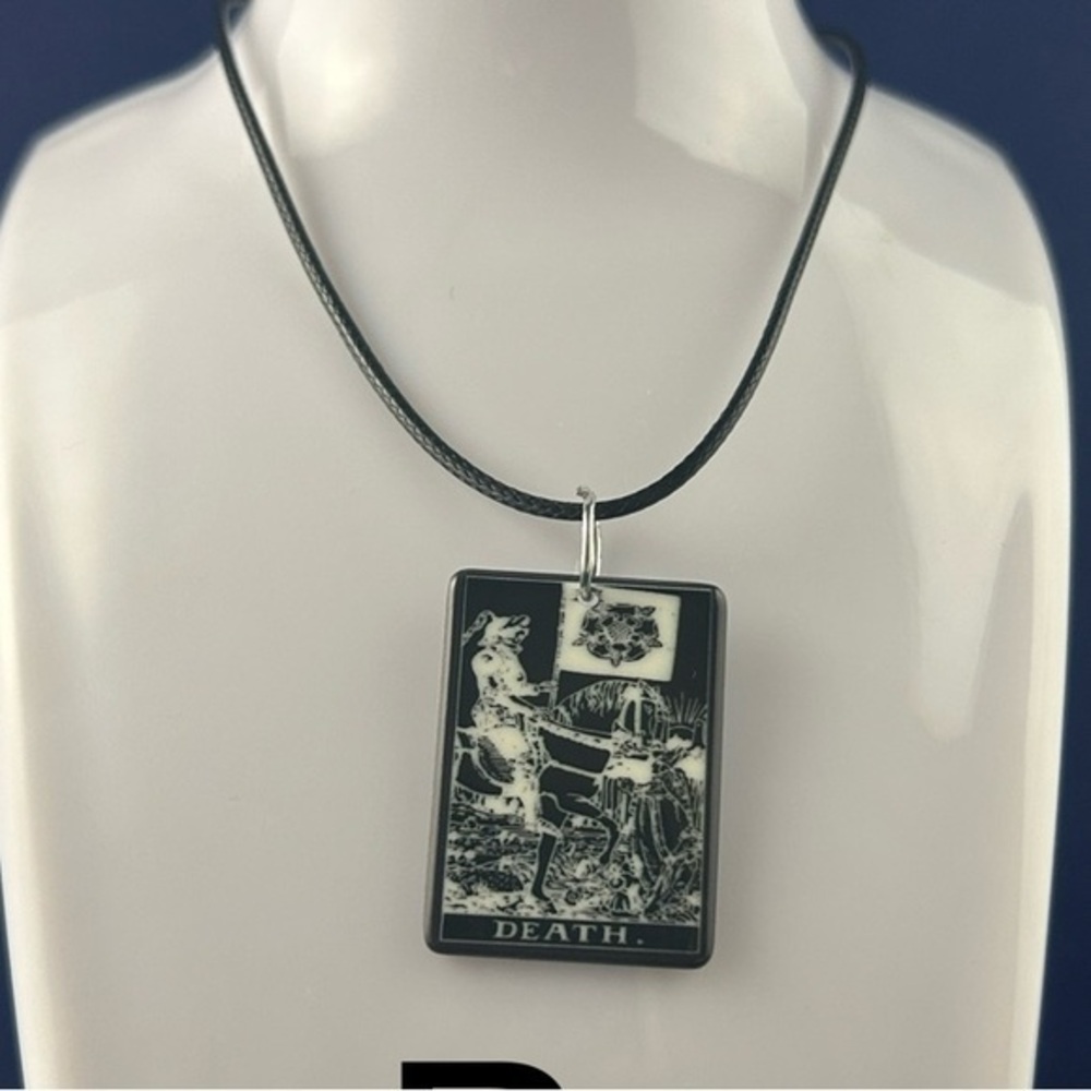 Black Tarot Card Pendant Necklace